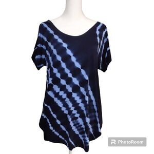 Saint Tropez West Blue Tie Dye Tunic Top Womens S Soft Stretchy Tee Blouse